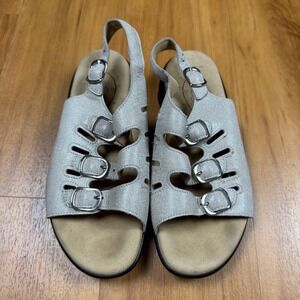 SAS Nudu Sandals Womens 6.5 WW Bone Gray Leather Adjustable Buckle Comfort Shoes